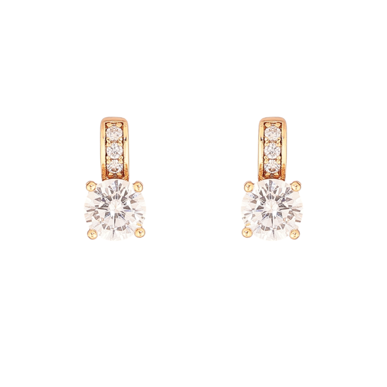 Сережки Xuping колір Позолота 18К пусети "Візерунок з кристалами" фото №1