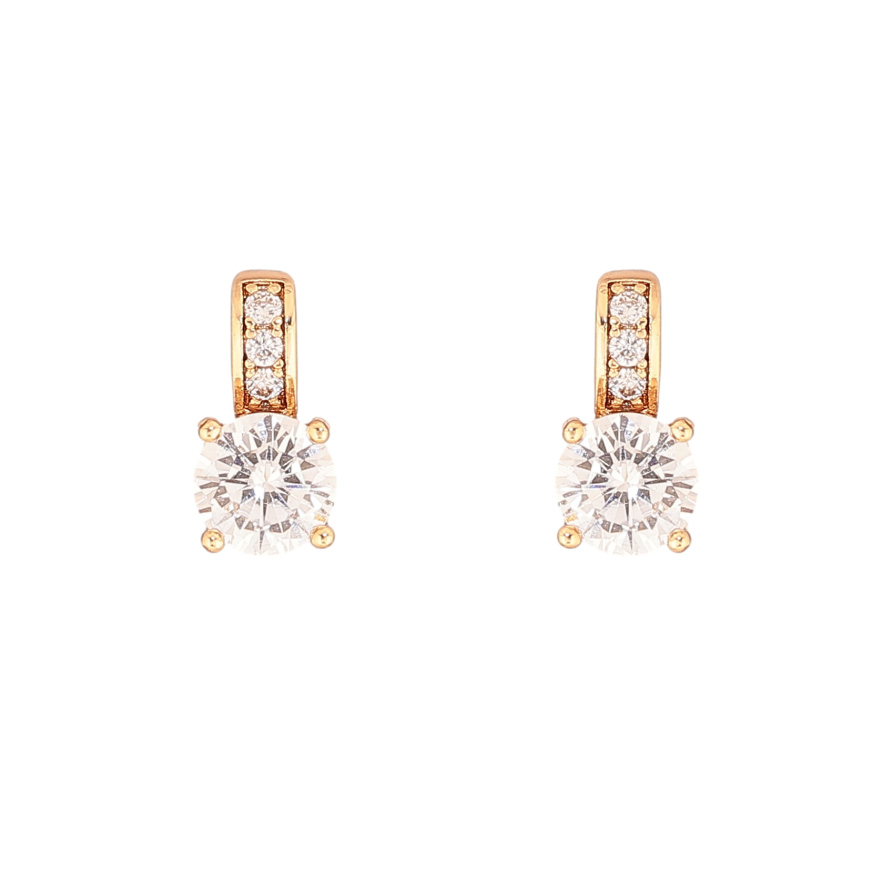 Серьги Xuping цвет Позолота 18К пусеты "Узор с кристаллами" фото №1