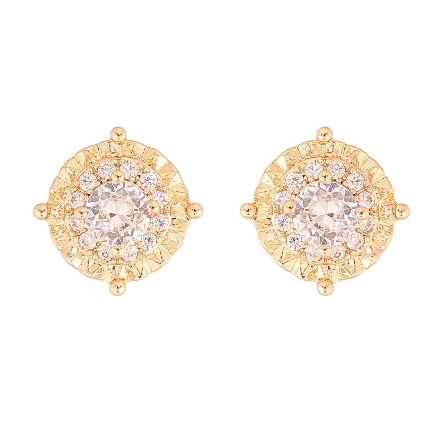 Сережки Xuping колір Позолота 18К пусети "Візерунок з кристалами" фото №1 Сережки Xuping колір Позолота 18К пусети "Візерунок з кристалами" фото №1