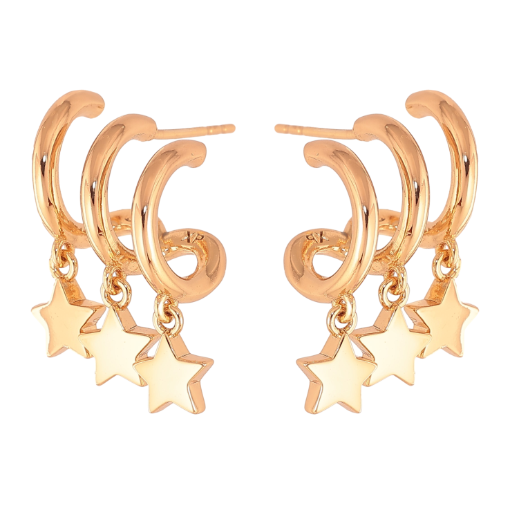 Серьги Xuping цвет Позолота 18К пусеты "Подвески звездочки" фото №21