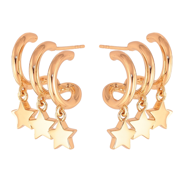 Сережки Xuping колір Позолота 18К пусети "Підвіски зірочки" фото №1