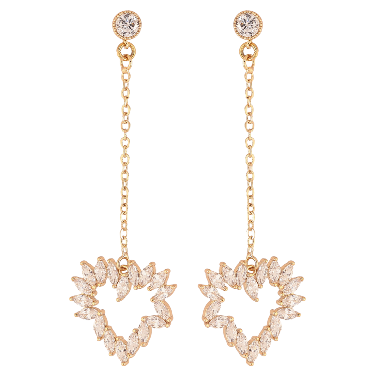 Сережки Xuping колір Позолота 18К пусети "Кристальні серця" фото №17