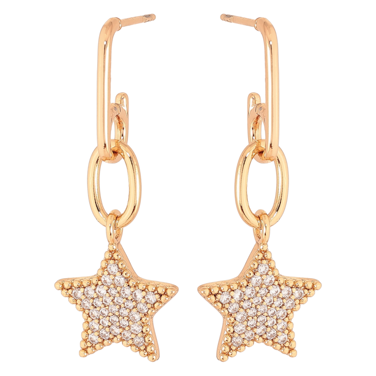 Серьги Xuping цвет Позолота 18К пусеты "Звезды с кристаллами" фото №17