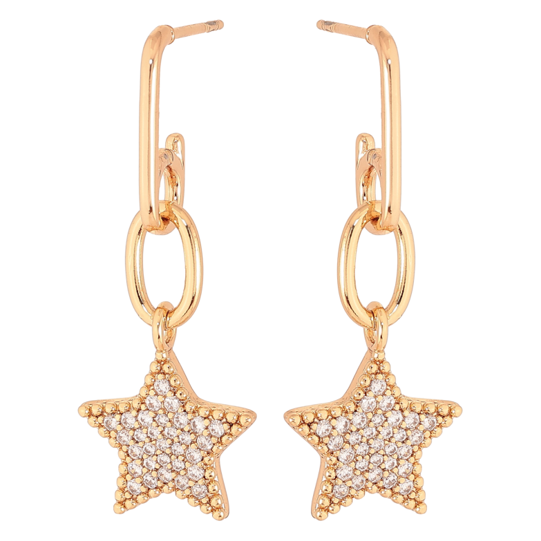 Сережки Xuping колір Позолота 18К пусети "Зірки з кристалами" фото №1