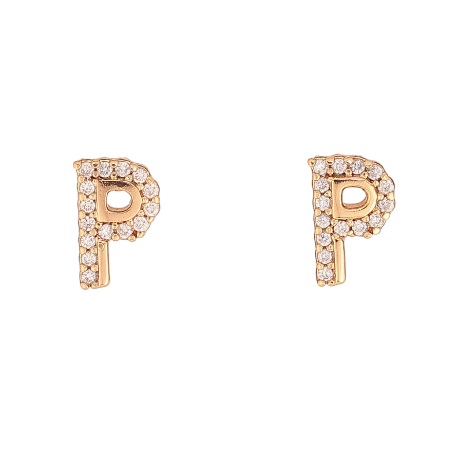 Сережки Xuping колір Позолота 18К пусети "Літера Р" фото №1