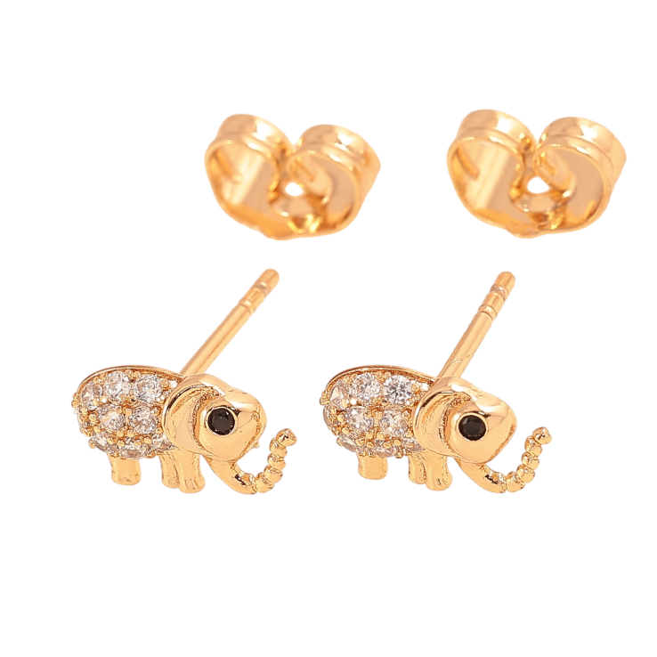 Серьги Xuping цвет Позолота 18К пусеты "Слоники" фото №18