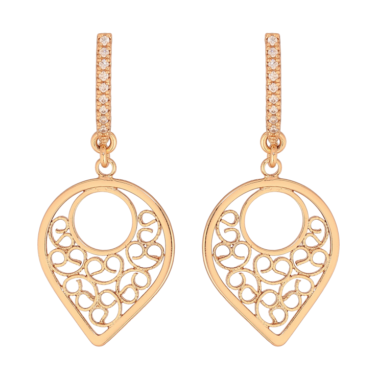 Серьги Xuping цвет Позолота 18К пусеты "Ажурные подвески" фото №18