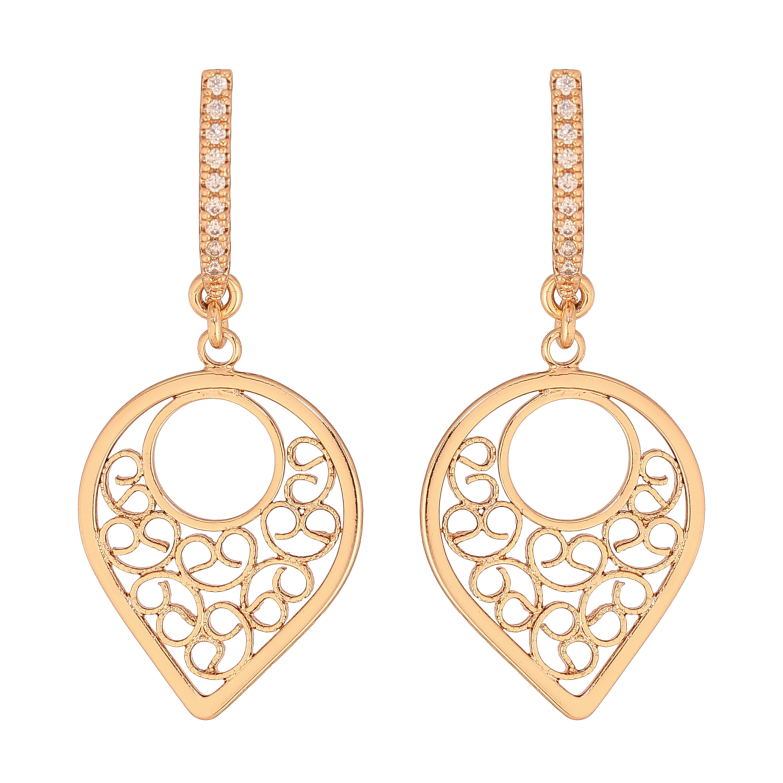 Серьги Xuping цвет Позолота 18К пусеты "Ажурные подвески" фото №1