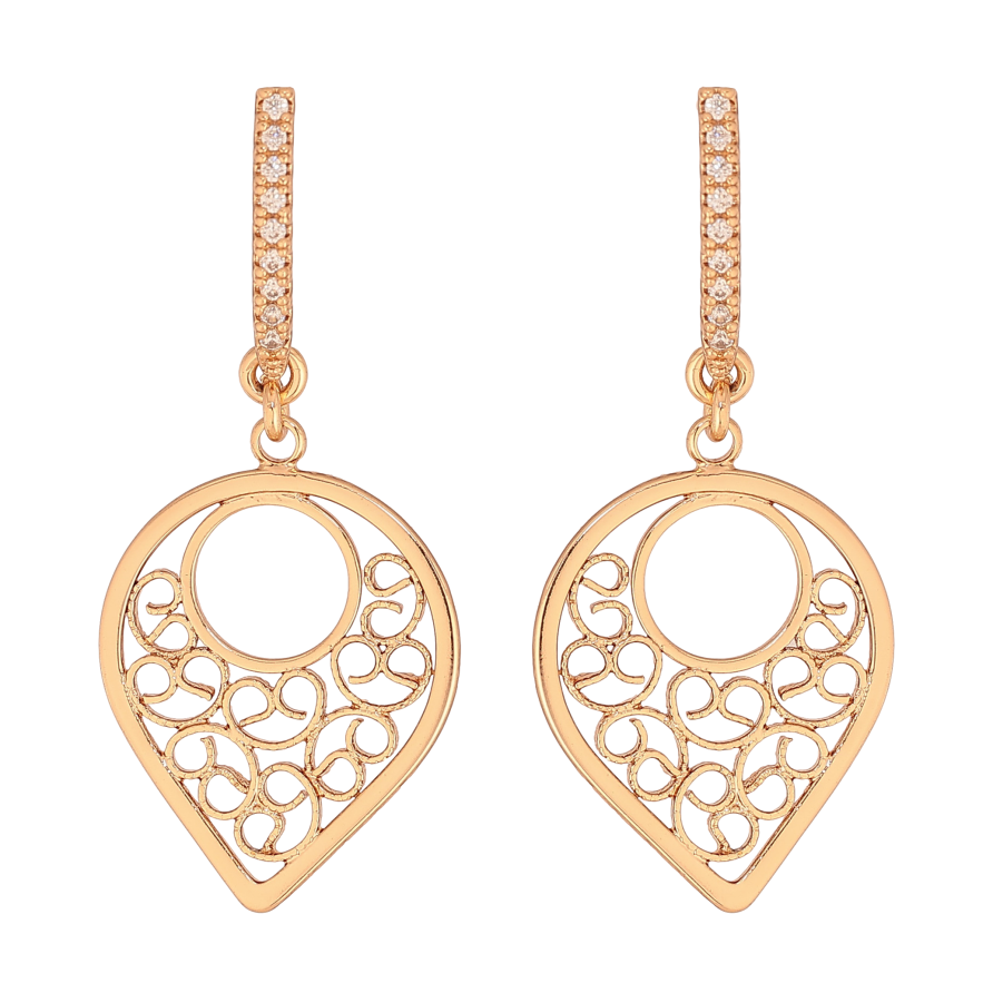 Серьги Xuping цвет Позолота 18К пусеты "Ажурные подвески" фото №1