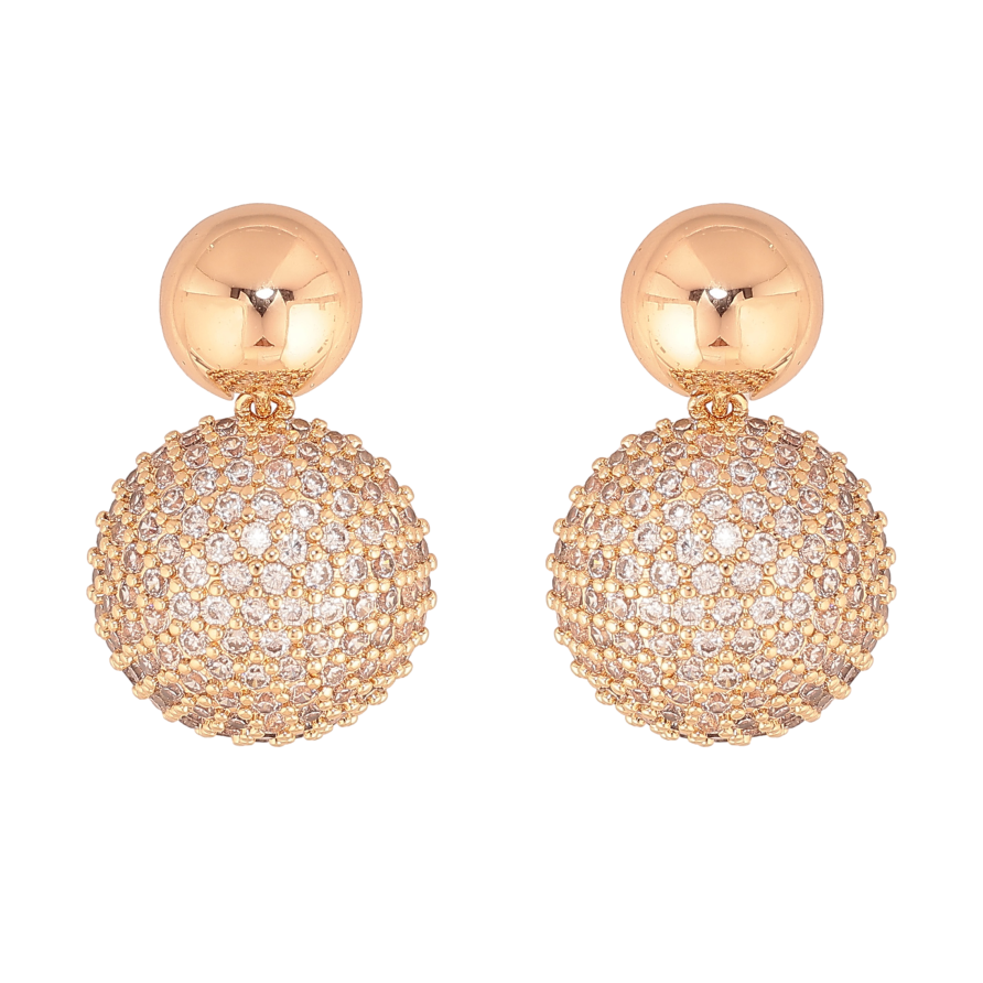 Серьги Xuping цвет Позолота 18К пусеты "Инкрустация кристаллами" фото №1