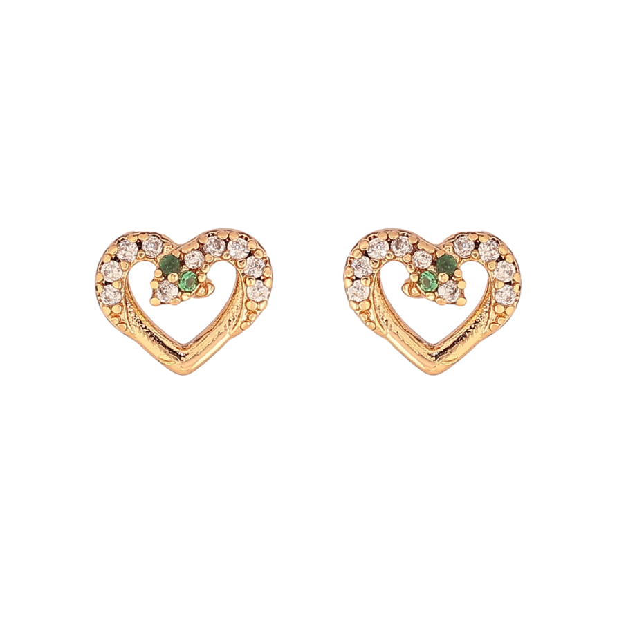 Серьги Xuping цвет Позолота 18К пусеты "Сердечки с кристаллами" фото №1