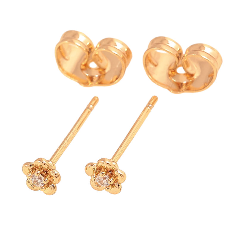 Сережки Xuping колір Позолота 18К пусети "Квіточки з кристалами" фото №1