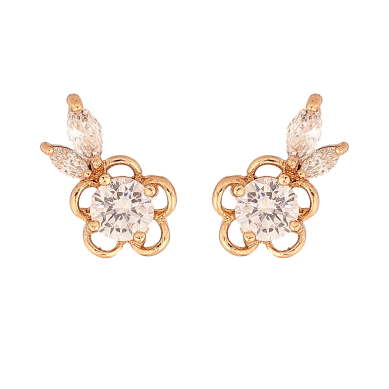 Серьги Xuping цвет Позолота 18К пусеты "Кристальные цветочки" фото №1
