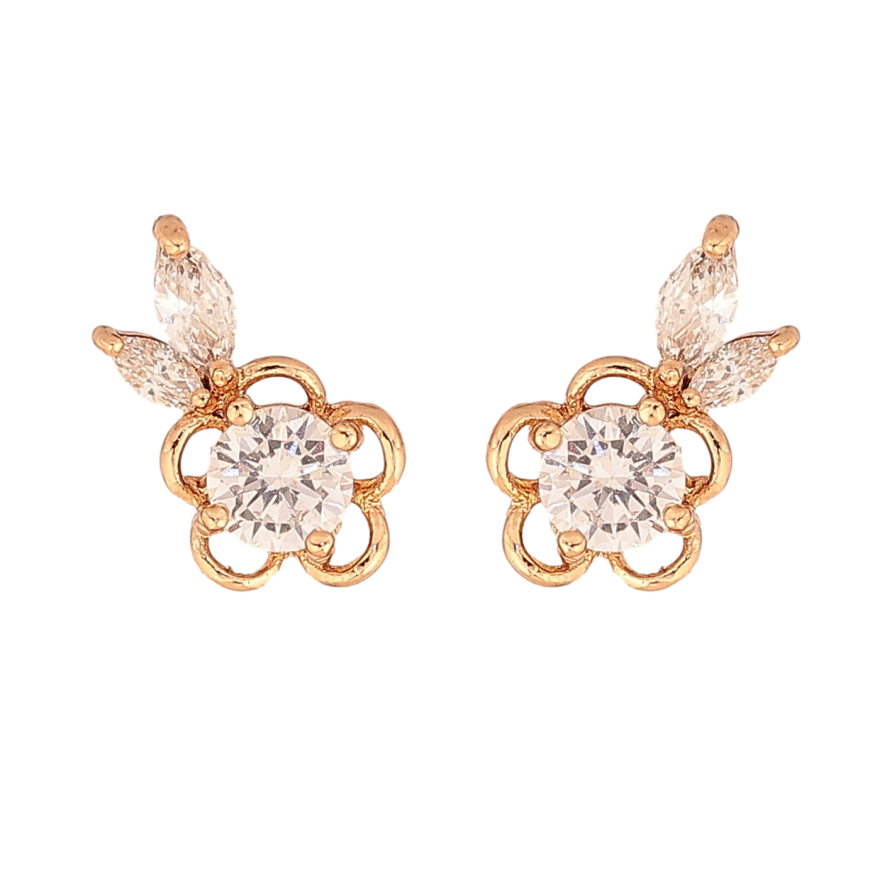 Серьги Xuping цвет Позолота 18К пусеты "Кристальные цветочки" фото №1