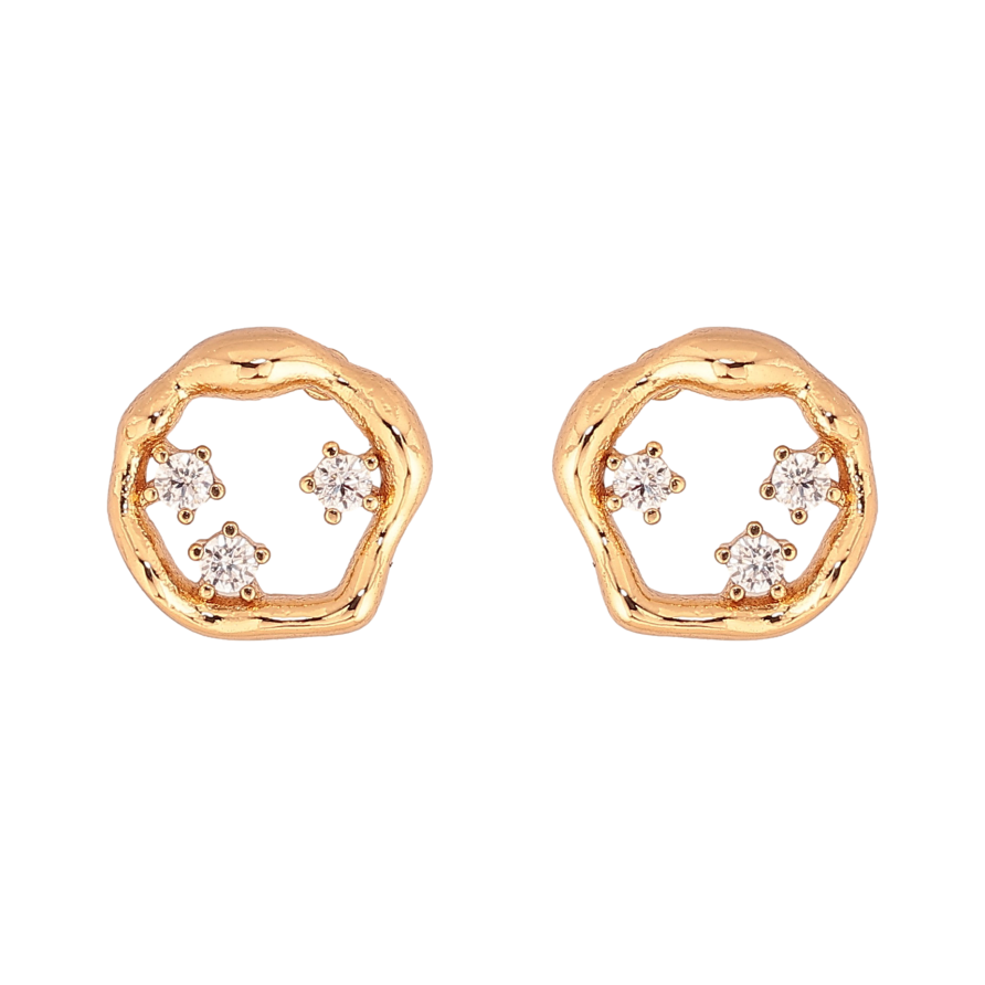 Серьги Xuping цвет Позолота 18К пусеты "Узор с кристаллами" фото №1
