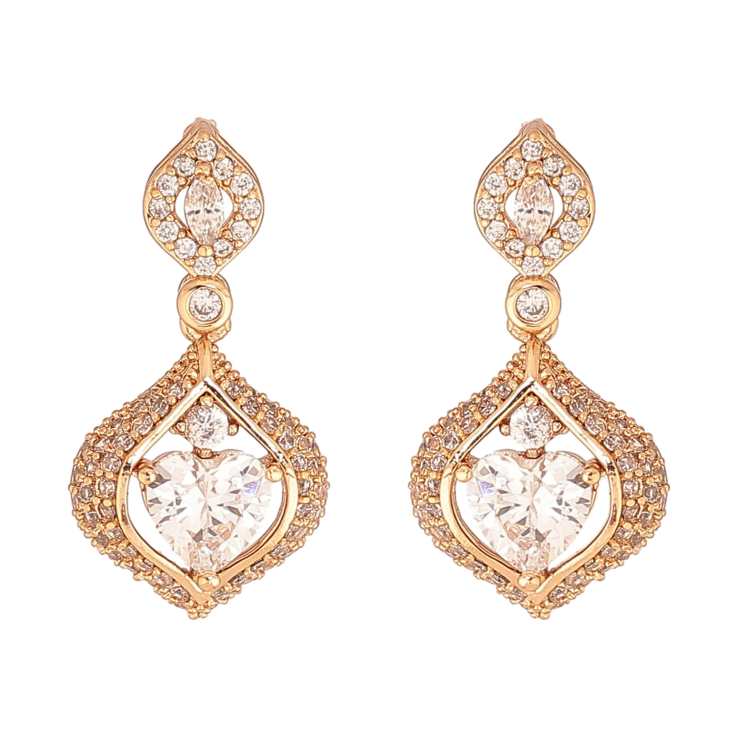 Серьги Xuping цвет Позолота 18К пусеты "Кристальные подвески" фото №16