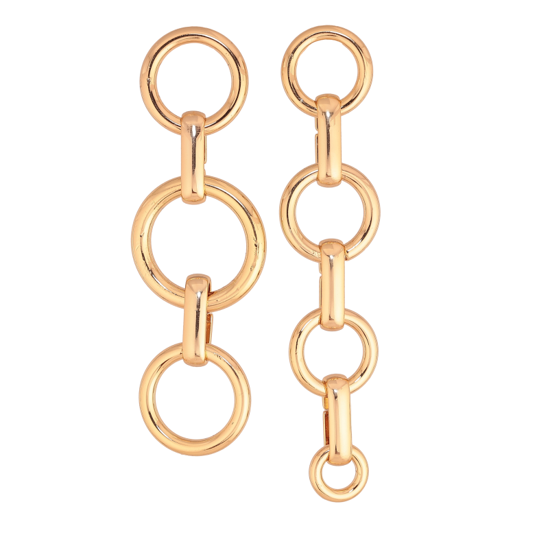 Серьги Xuping цвет Позолота 18К пусеты "Ассиметричные подвески" фото №18