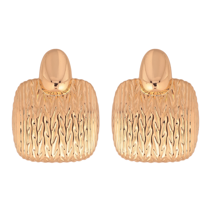 Серьги Xuping цвет Позолота 18К пусеты "Объемные квадраты с узором" фото №1