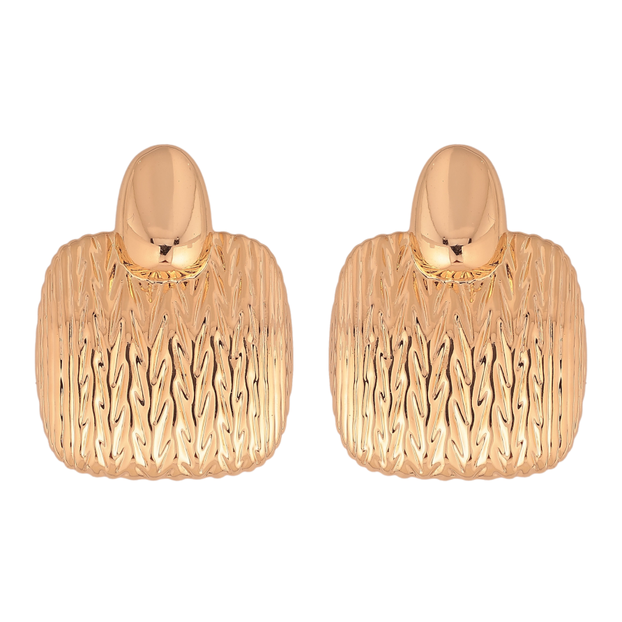 Серьги Xuping цвет Позолота 18К пусеты "Объемные квадраты с узором" фото №1