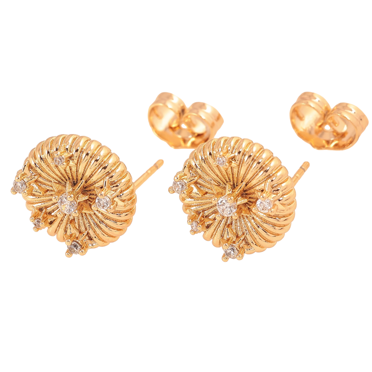 Серьги Xuping цвет Позолота 18К пусеты "Узор с кристаллами" фото №11