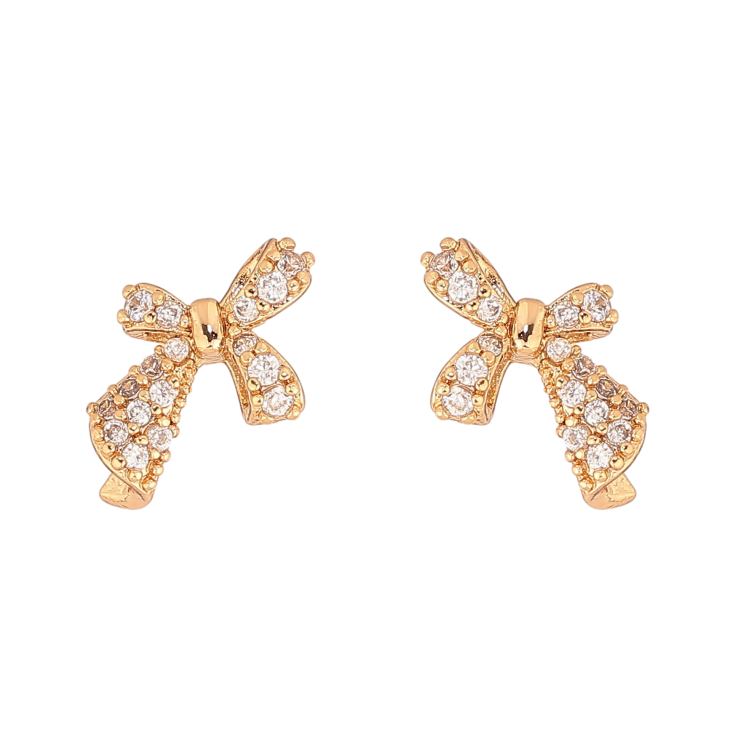 Сережки Xuping колір Позолота 18К пусети "Банти з кристалами" фото №21