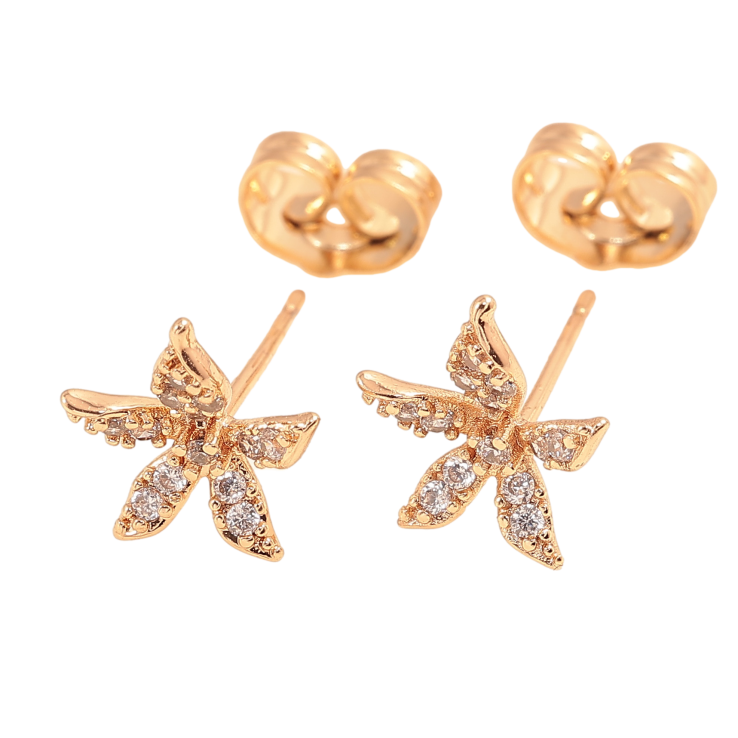 Сережки Xuping колір Позолота 18К пусети "Квіточки з кристалами" фото №3 Сережки Xuping колір Позолота 18К пусети "Квіточки з кристалами" фото №3