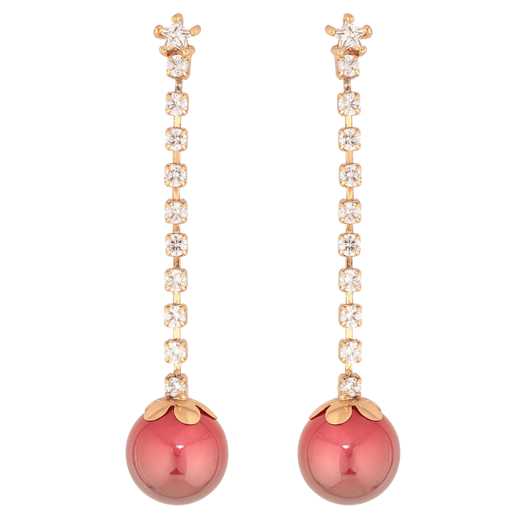 Сережки Xuping колір Позолота 18К пусети "Підвіски з червоними намистинами" фото №23