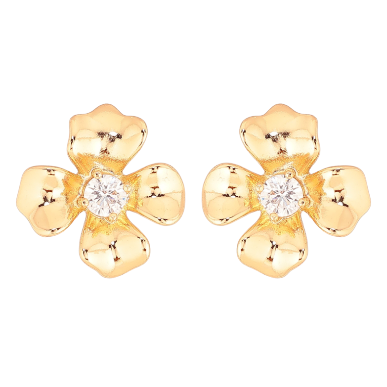 Сережки Xuping колір Позолота 18К пусети "Квіточки з кристалами" фото №1