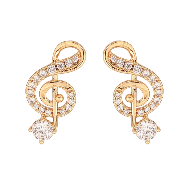 Серьги Xuping цвет Позолота 18К пусеты "Скрипичный ключ с кристаллами" фото №20