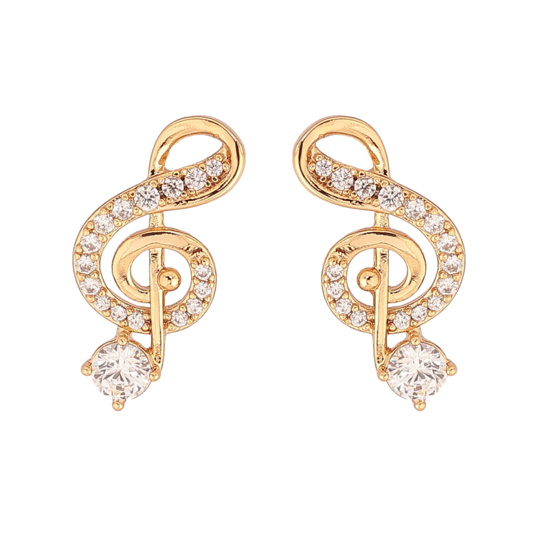 Серьги Xuping цвет Позолота 18К пусеты "Скрипичный ключ с кристаллами" фото №1