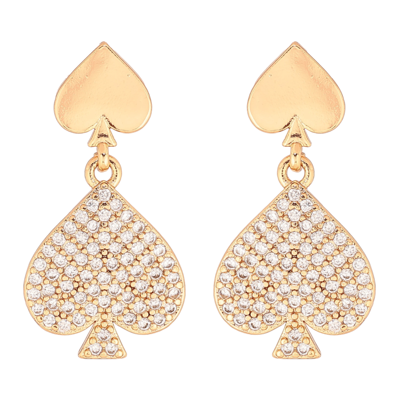 Серьги Xuping цвет Позолота 18К пусеты "Подвески пики с инкрустацией кристаллами" фото №1