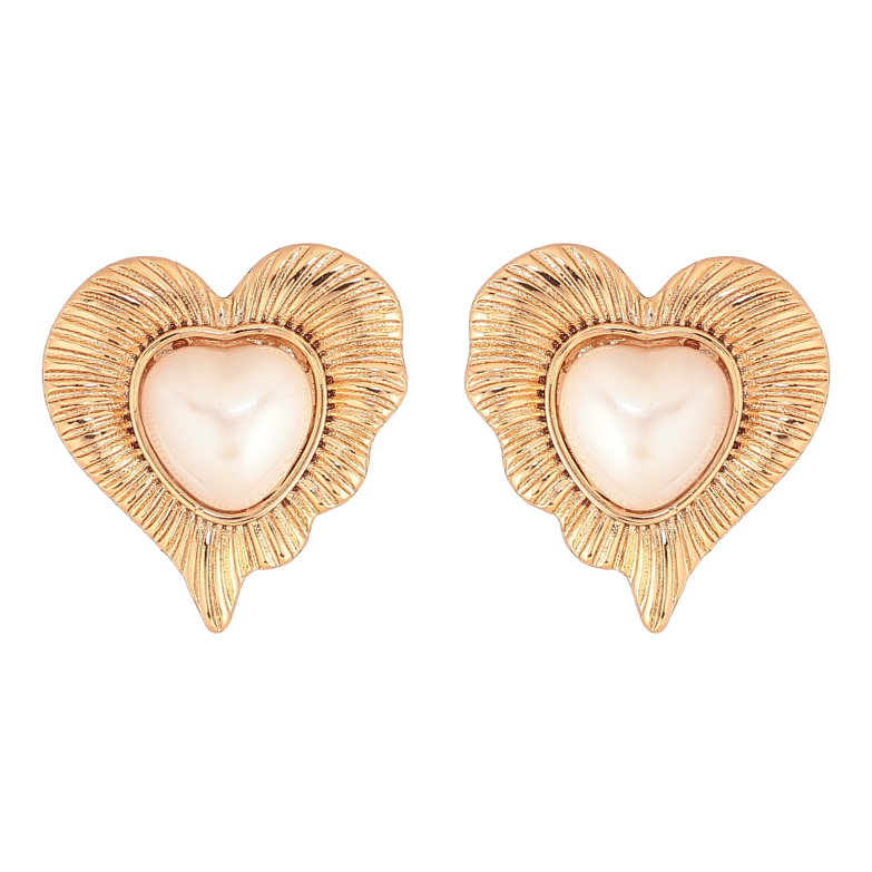 Сережки Xuping колір Позолота 18К пусети "Сердечка з перлинами" фото №11