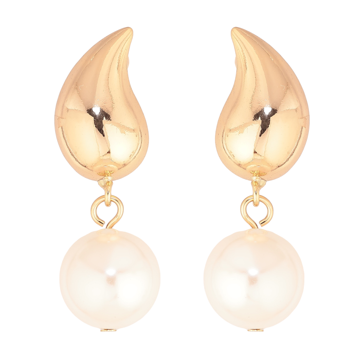 Серьги Xuping цвет Позолота 18К пусеты "Жемчужные подвески" фото №6