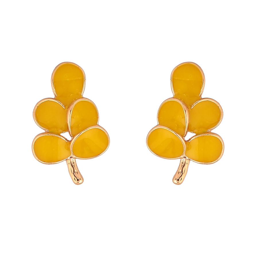 Серьги Xuping цвет Позолота 18К пусеты "Листики с желтой эмалью" фото №1 Серьги Xuping цвет Позолота 18К пусеты "Листики с желтой эмалью" фото №1