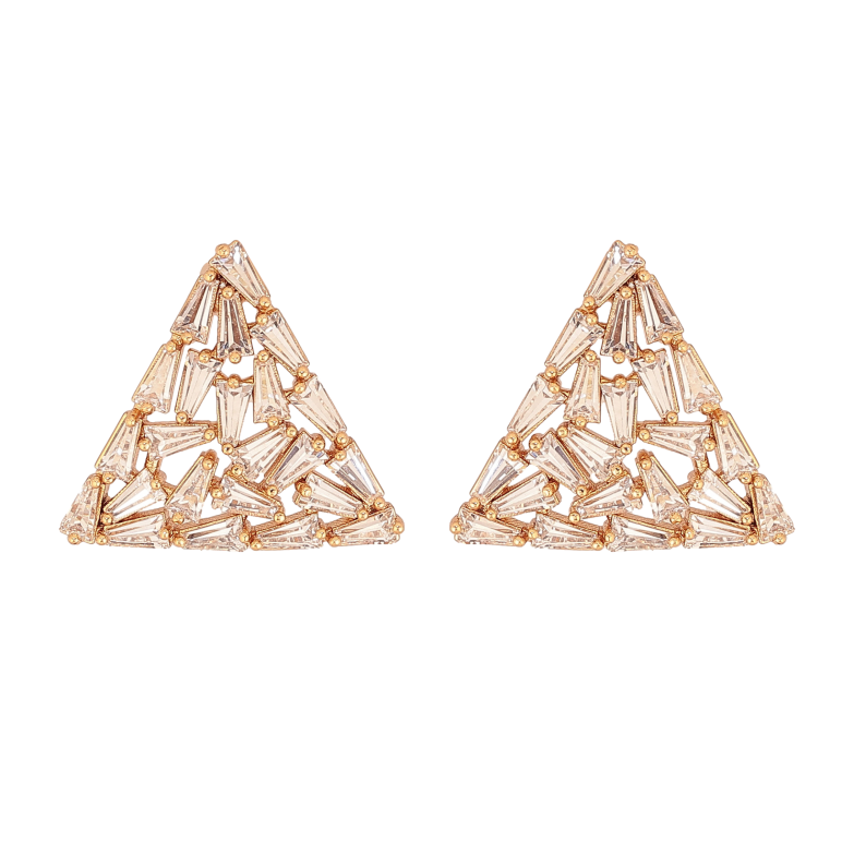 Серьги Xuping цвет Позолота 18К пусеты "Кристальные треугольники" фото №1
