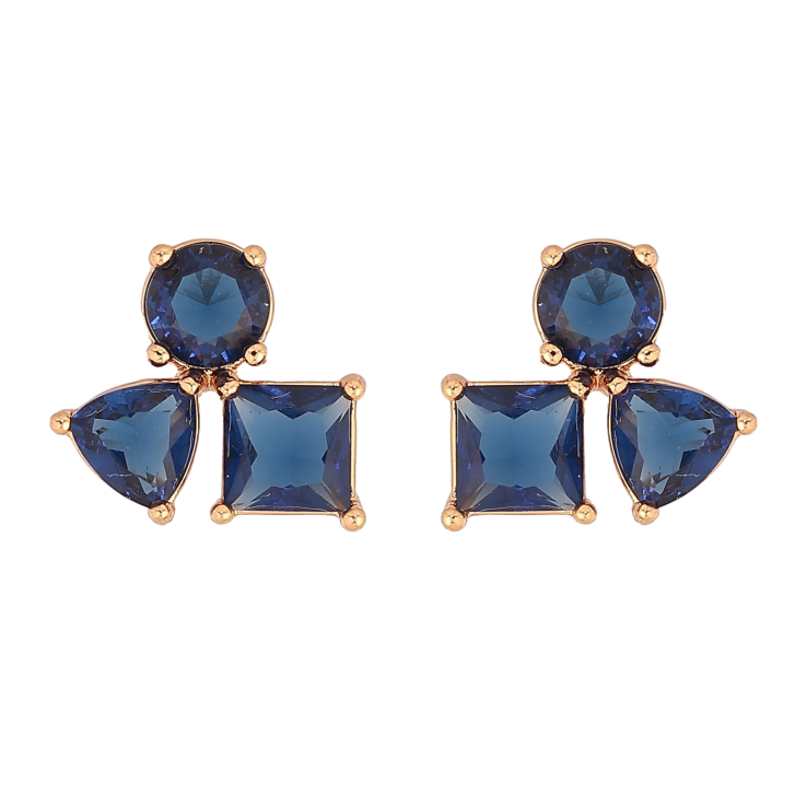 Серьги Xuping цвет Позолота 18К пусеты "Синие кристаллы" фото №15