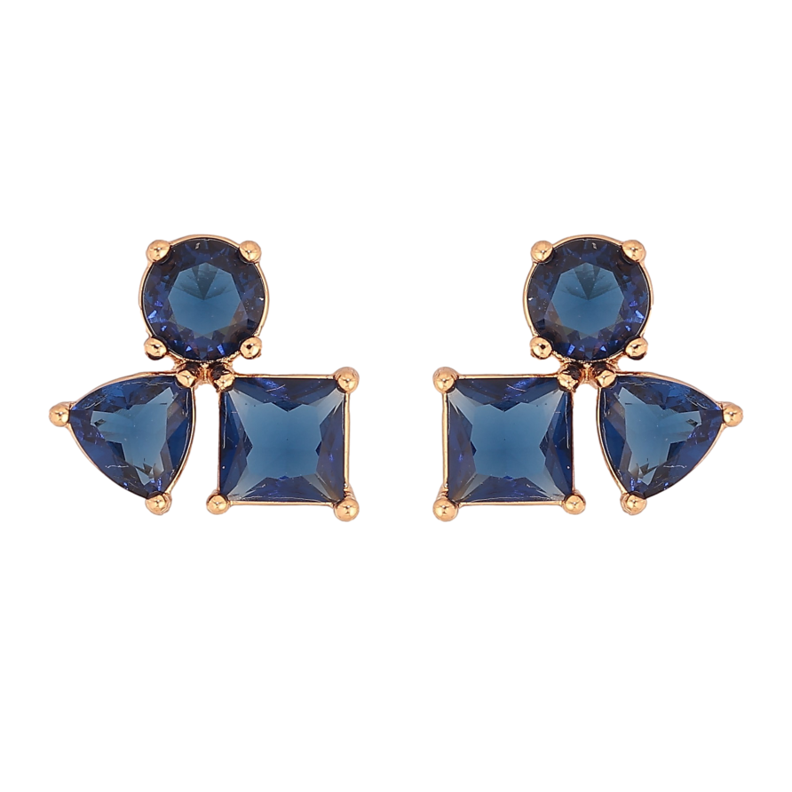Серьги Xuping цвет Позолота 18К пусеты "Синие кристаллы" фото №1