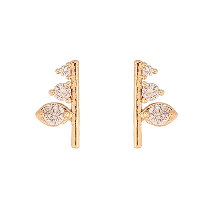 Серьги Xuping цвет Позолота 18К пусеты "Узор с кристаллами" фото №12