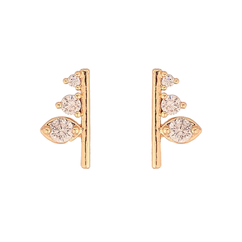 Серьги Xuping цвет Позолота 18К пусеты "Узор с кристаллами" фото №1