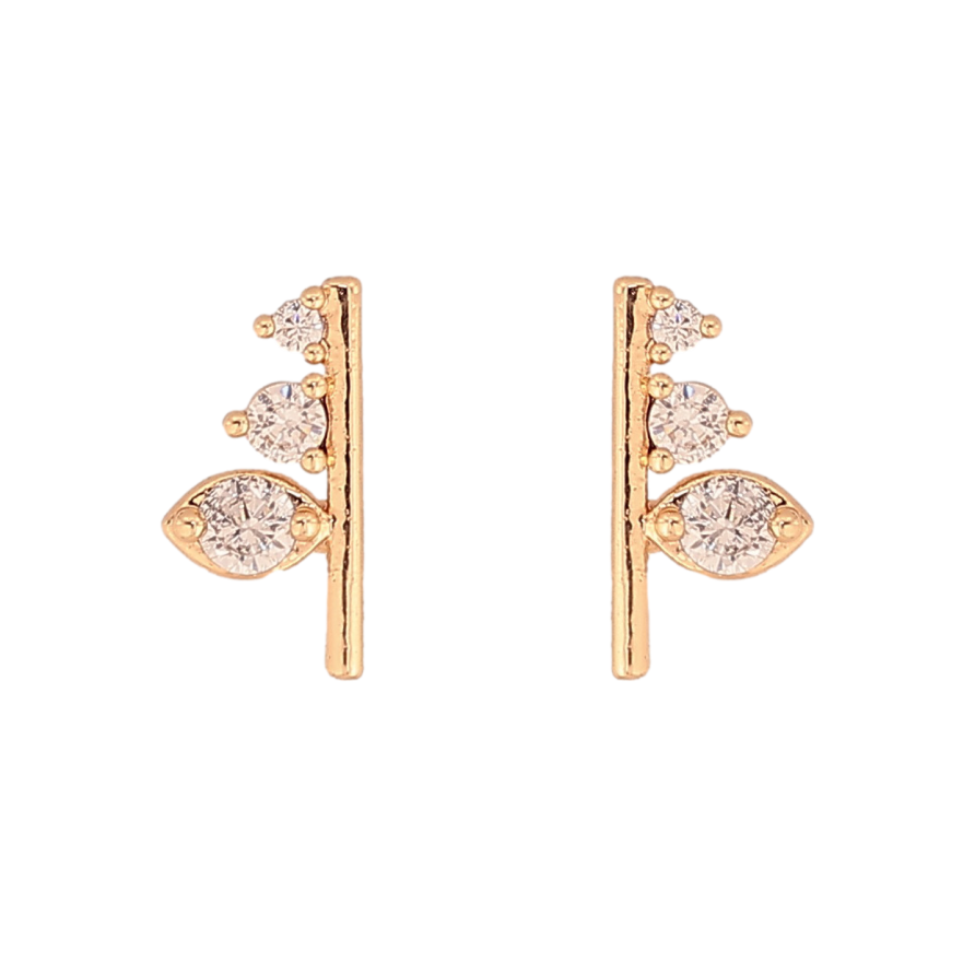 Серьги Xuping цвет Позолота 18К пусеты "Узор с кристаллами" фото №1