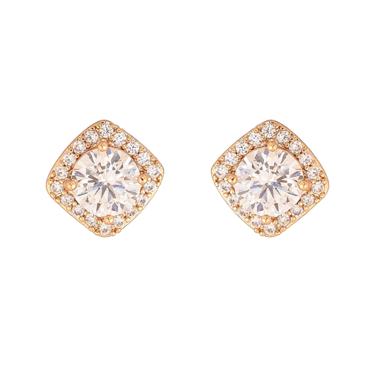 Серьги Xuping цвет Позолота 18К пусеты "Кристаллы в обрамлении" фото №10