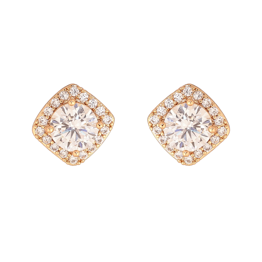 Серьги Xuping цвет Позолота 18К пусеты "Кристаллы в обрамлении" фото №1 Серьги Xuping цвет Позолота 18К пусеты "Кристаллы в обрамлении" фото №1