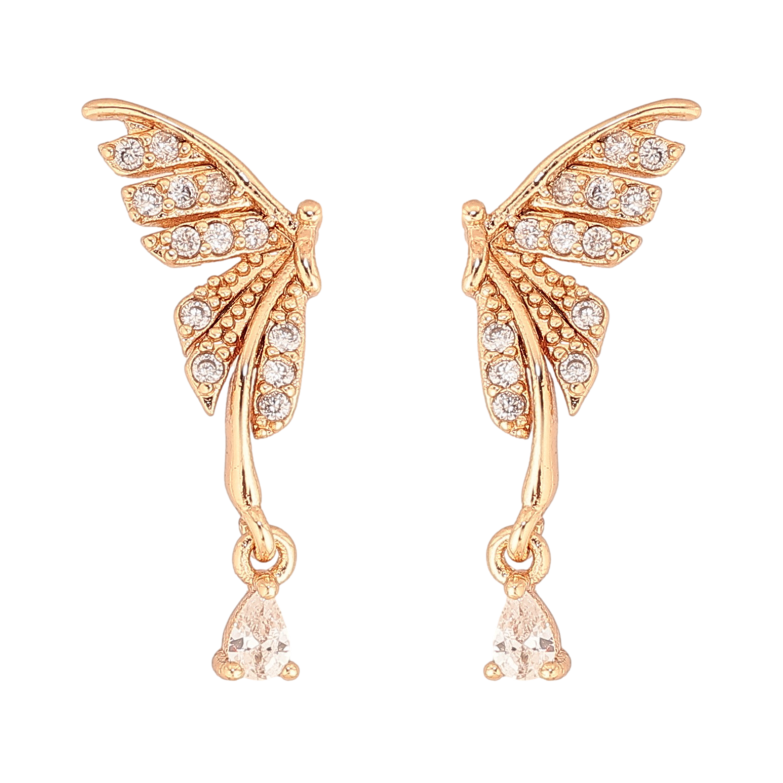 Сережки Xuping колір Позолота 18К пусети "Кристальні метелики" фото №1