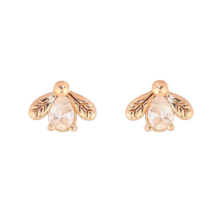 Серьги Xuping цвет Позолота 18К пусеты "Кристальные мушки" фото №18