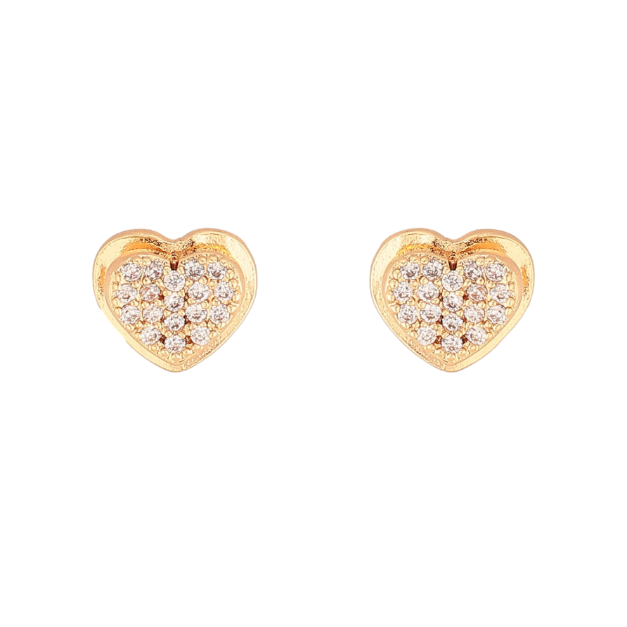 Сережки Xuping колір Позолота 18К пусети "Сердечки з кристалами" фото №1 Сережки Xuping колір Позолота 18К пусети "Сердечки з кристалами" фото №1
