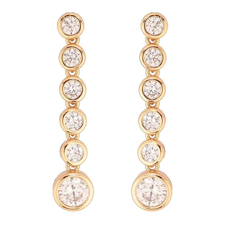 Серьги Xuping цвет Позолота 18К пусеты "Кристальные подвески" фото №24