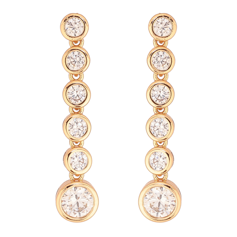 Сережки Xuping колір Позолота 18К пусети "Кристальні підвіски" фото №16