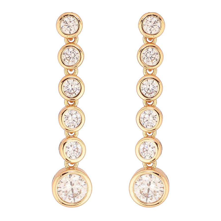 Серьги Xuping цвет Позолота 18К пусеты "Кристальные подвески" фото №1