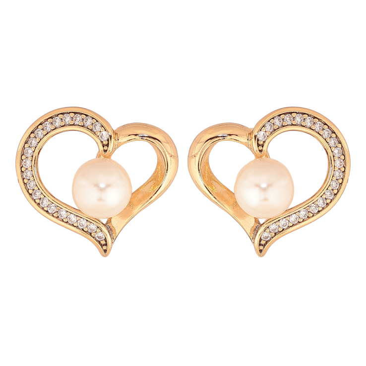 Серьги Xuping цвет Позолота 18К пусеты "Сердечки с кристаллами и жемчужинами" фото №6 Серьги Xuping цвет Позолота 18К пусеты "Сердечки с кристаллами и жемчужинами" фото №6