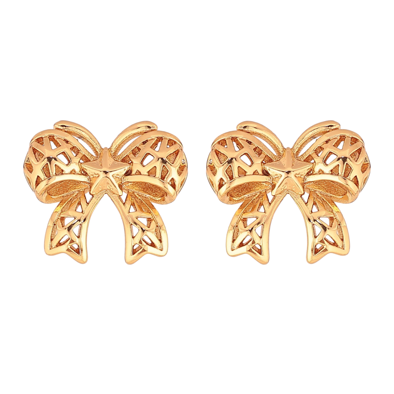 Серьги Xuping цвет Позолота 18К пусеты "Банты" фото №1